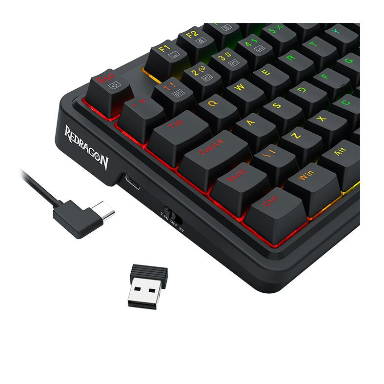 Teclado Mecanico Redragon Ucal Pro, RGB, Wireless, Switch Marrom, Preto, K673-RGB-PRO