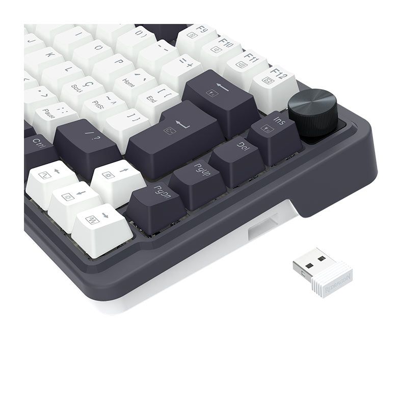 Teclado Mecanico Redragon Ucal Pro, 75%, RGB, ABNT2, Switch Brown, Tri-Mode, Preto e Branco, K673WB-RGB-PRO-PT-BROWN