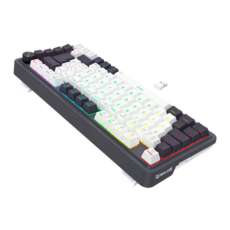 Teclado Mecanico Redragon Ucal Pro, 75%, RGB, ABNT2, Switch Brown, Tri-Mode, Preto e Branco, K673WB-RGB-PRO-PT-BROWN