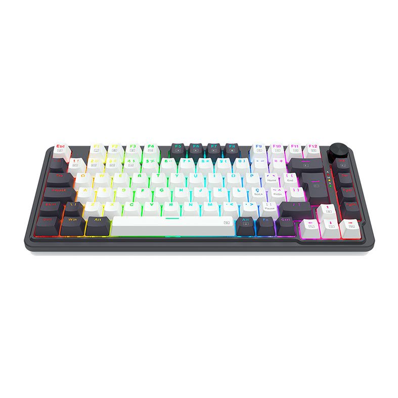 Teclado Mecanico Redragon Ucal Pro, 75%, RGB, ABNT2, Switch Brown, Tri-Mode, Preto e Branco, K673WB-RGB-PRO-PT-BROWN