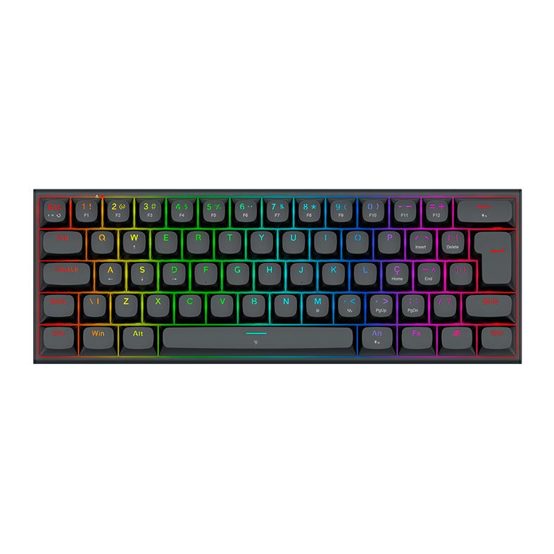 Teclado Magnetico Redragon Fidd, RGB, 60%, ABNT2, Switch Pink Linear, Preto, K683-RGB-PT