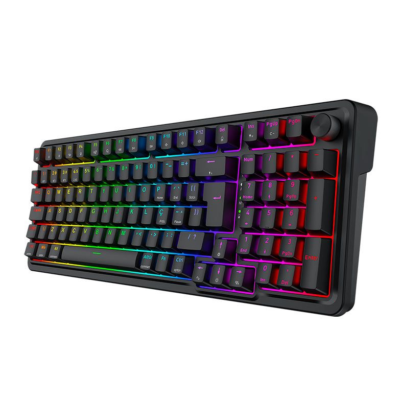 Teclado Mecanico Redragon Eisa Pro, RGB, ABNT2, Switch Brown, Tri-Mode, Preto, K686-RGB-PRO-PT-BROWN