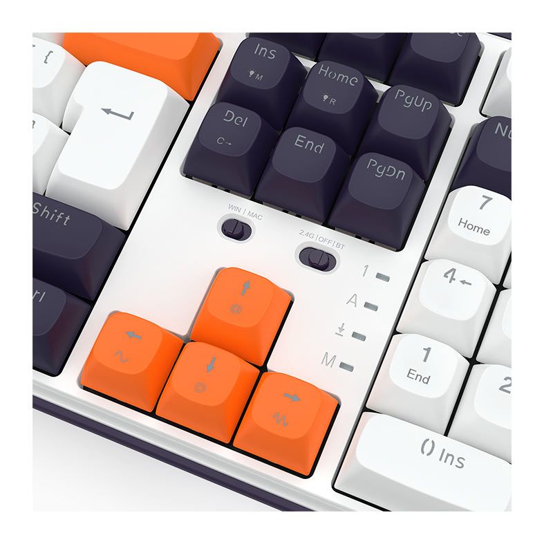 Teclado Mecanico Redragon Wyvern Pro, RGB, Switch Mambo Linear, Branco, Preto e Laranja, K689WBO-RGB-PRO-PT