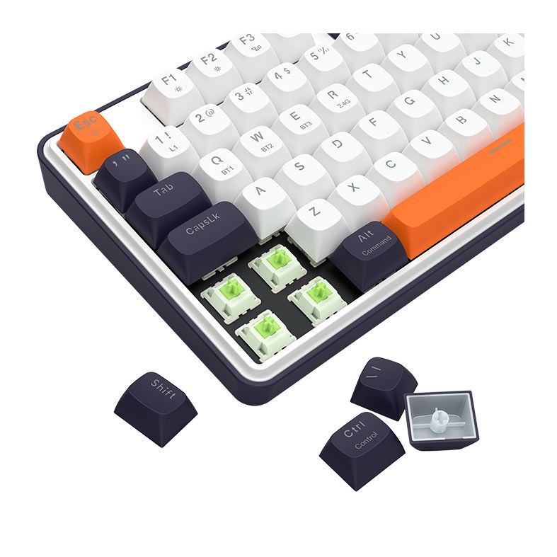 Teclado Mecanico Redragon Wyvern Pro, RGB, Switch Mambo Linear, Branco, Preto e Laranja, K689WBO-RGB-PRO-PT