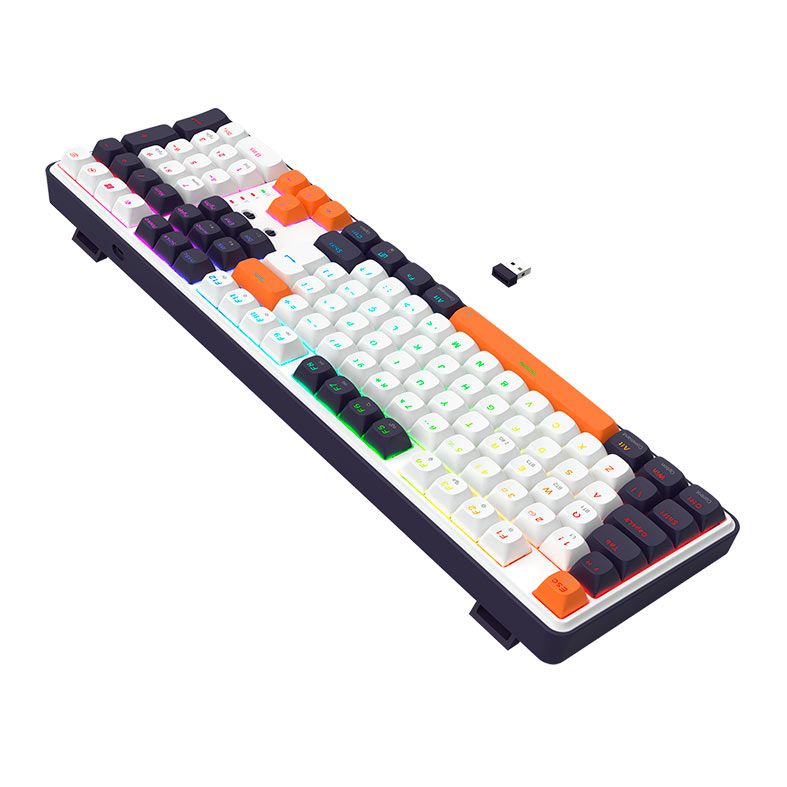 Teclado Mecanico Redragon Wyvern Pro, RGB, Switch Mambo Linear, Branco, Preto e Laranja, K689WBO-RGB-PRO-PT