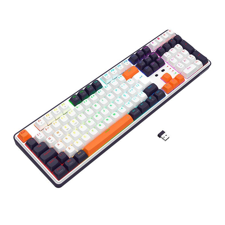 Teclado Mecanico Redragon Wyvern Pro, RGB, Switch Mambo Linear, Branco, Preto e Laranja, K689WBO-RGB-PRO-PT