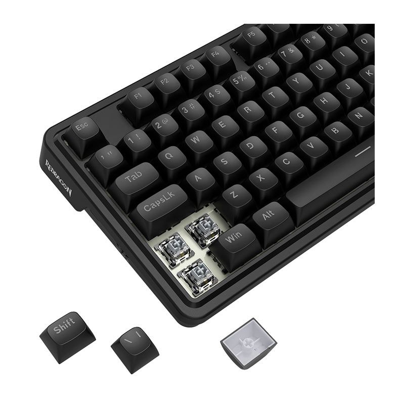 Teclado Mecanico Redragon Finke, 75%, RGB, ABNT2, Switch Chant Linear, USB-C/Bluetooth, Preto, K715B-PT