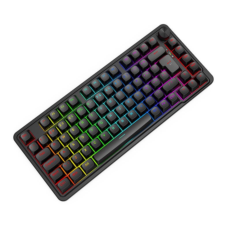 Teclado Mecanico Redragon Finke, 75%, RGB, ABNT2, Switch Chant Linear, USB-C/Bluetooth, Preto, K715B-PT