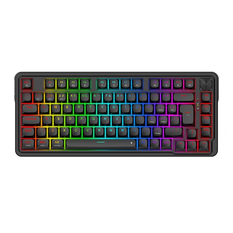 Teclado Mecanico Redragon Finke, 75%, RGB, ABNT2, Switch Chant Linear, USB-C/Bluetooth, Preto, K715B-PT