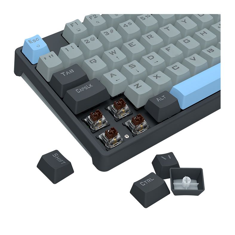 Teclado Mecanico Redragon Caesura, Rainbow, ABNT2, Switch Marrom, Cinza/Branco/Azul, K718GB-R