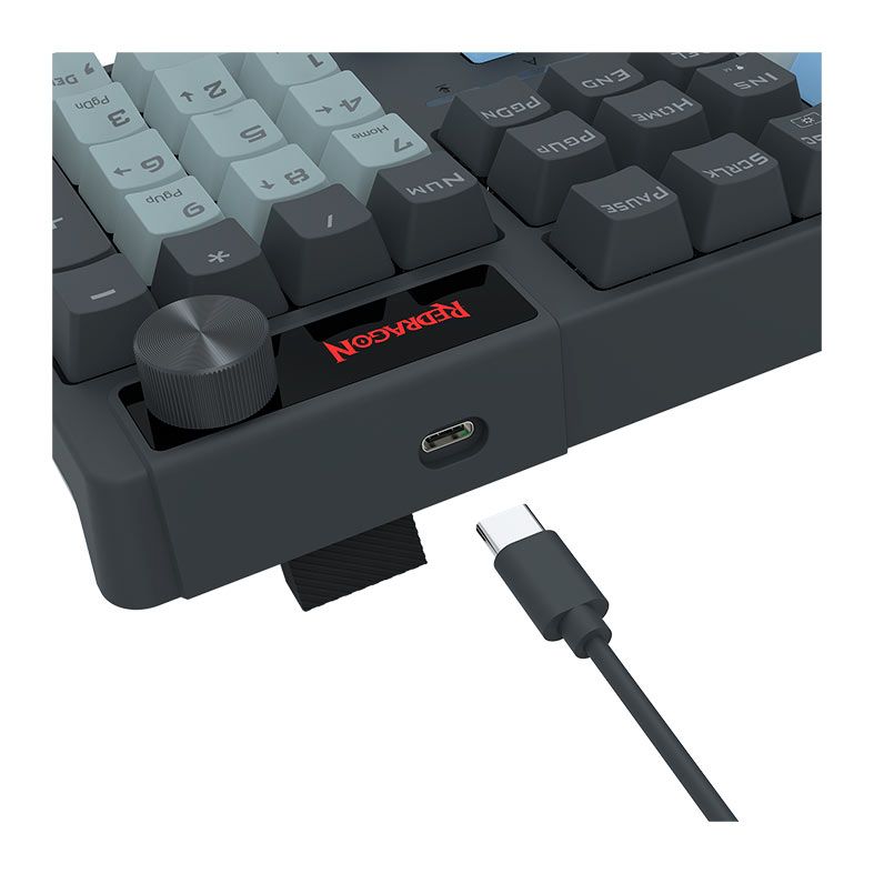 Teclado Mecanico Redragon Caesura, Rainbow, ABNT2, Switch Marrom, Cinza/Branco/Azul, K718GB-R