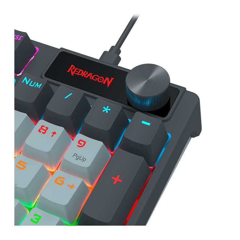Teclado Mecanico Redragon Caesura, Rainbow, ABNT2, Switch Marrom, Cinza/Branco/Azul, K718GB-R