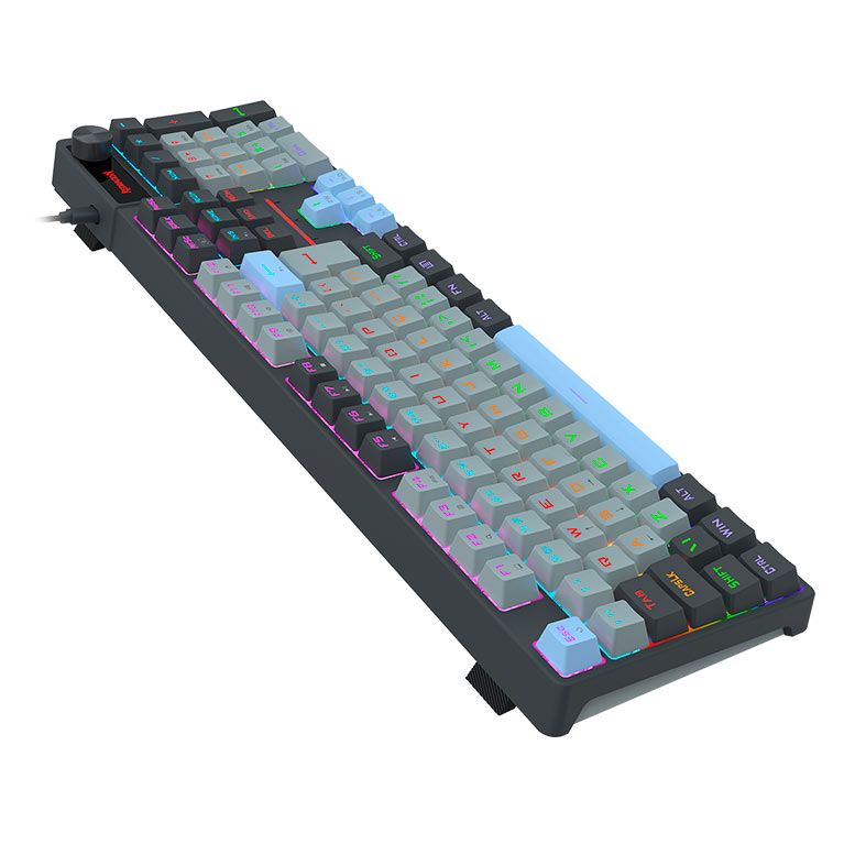 Teclado Mecanico Redragon Caesura, Rainbow, ABNT2, Switch Marrom, Cinza/Branco/Azul, K718GB-R