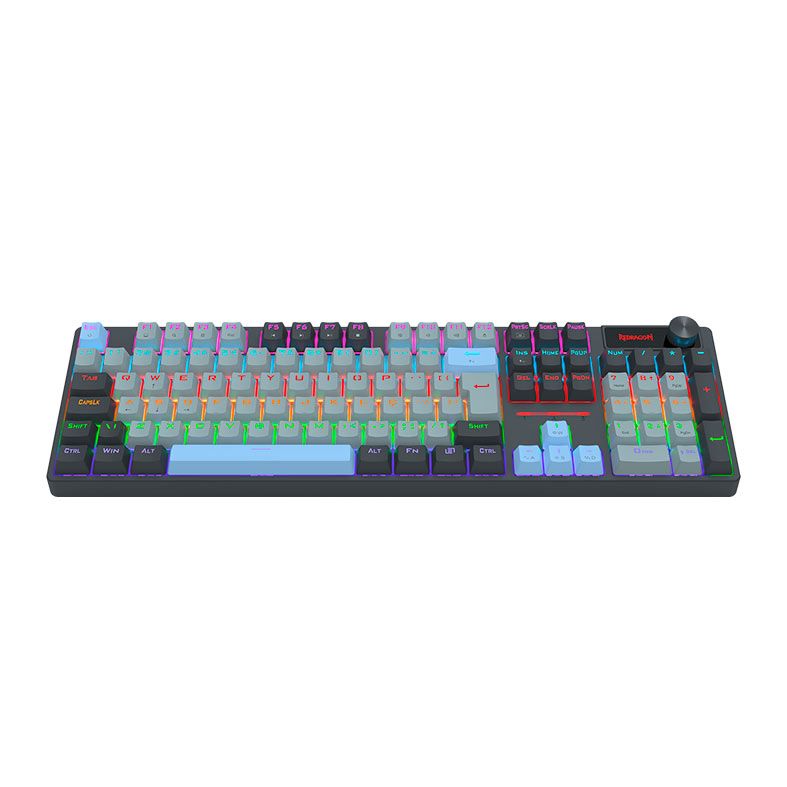 Teclado Mecanico Redragon Caesura, Rainbow, ABNT2, Switch Marrom, Cinza/Branco/Azul, K718GB-R