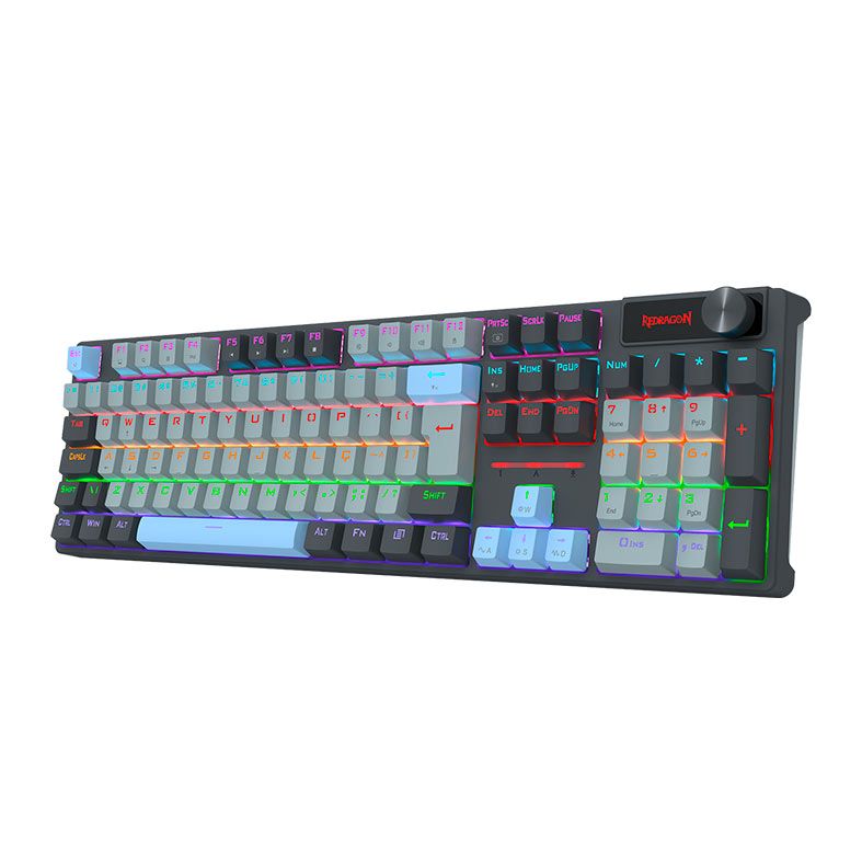 Teclado Mecanico Redragon Caesura, Rainbow, ABNT2, Switch Marrom, Cinza/Branco/Azul, K718GB-R