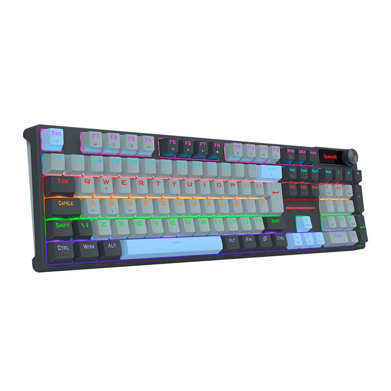 Teclado Mecanico Redragon Caesura, Rainbow, ABNT2, Switch Marrom, Cinza/Branco/Azul, K718GB-R