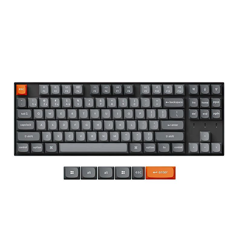 Teclado Mecanico Keychron K8 Max, RGB, Wireless, Switch Marrom, Preto e Cinza, K8M-H3