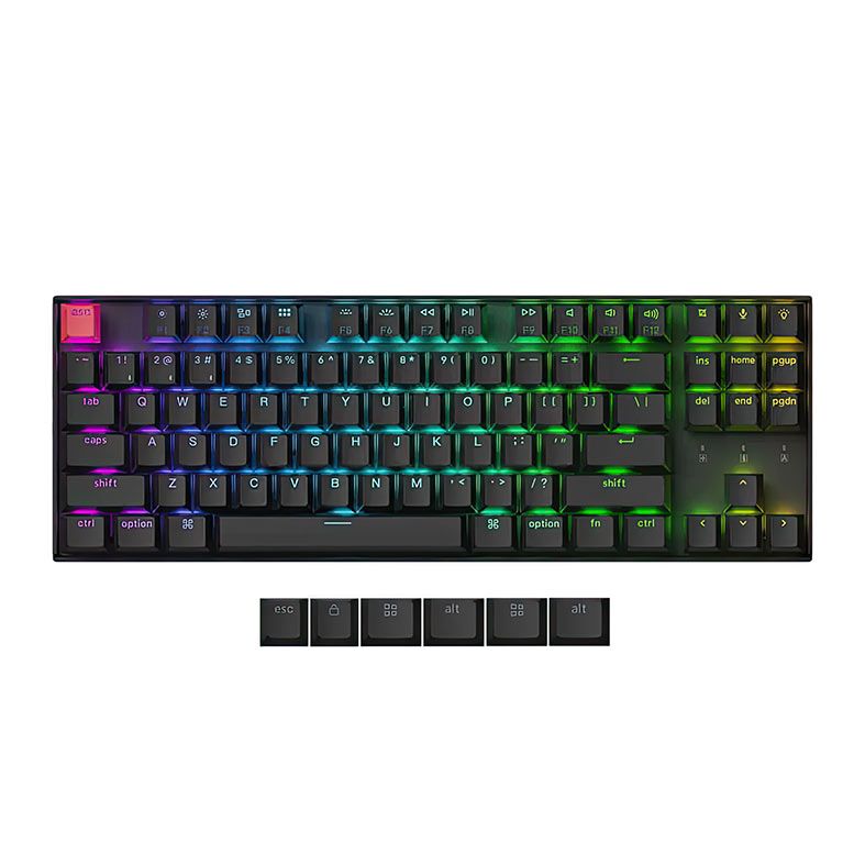 Teclado Mecanico Keychron K8 V2, RGB, Wireless, Switch Marrom, Preto, K8X-H3