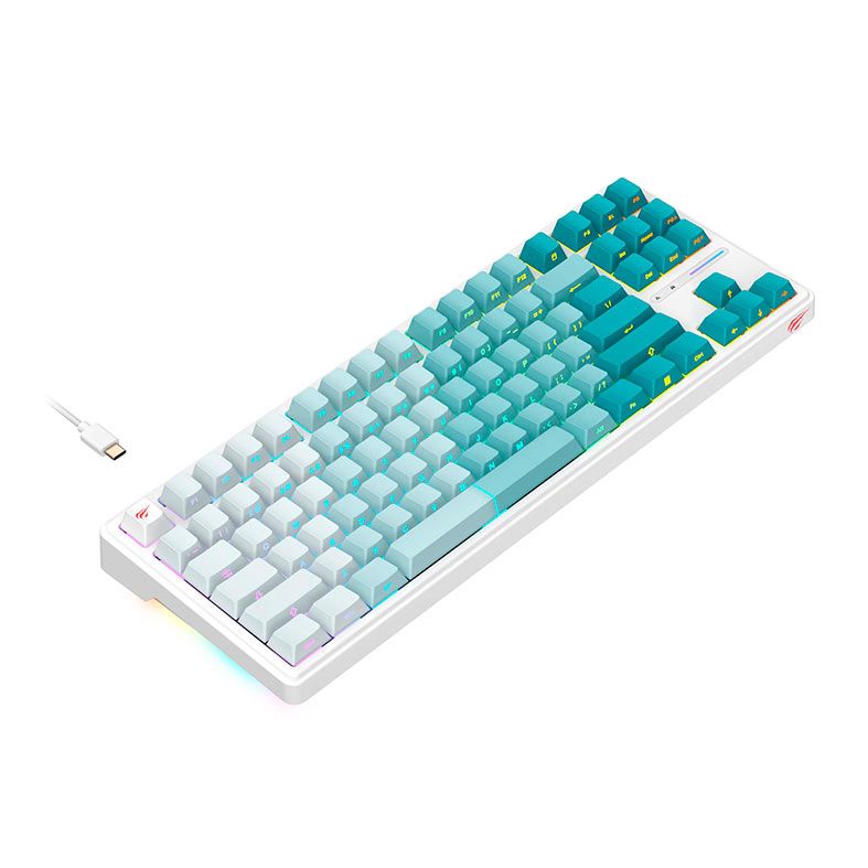 Teclado Mecanico Havit KB901L, RGB, Switch Hot-Swap, Branco e Verde, KB901L