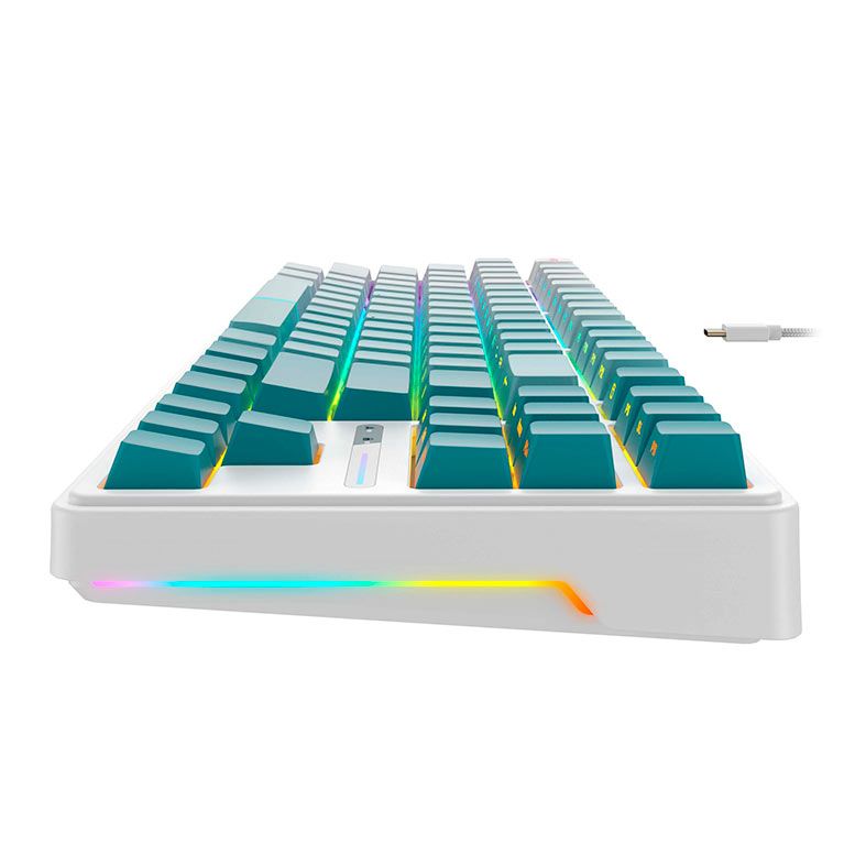 Teclado Mecanico Havit KB901L, RGB, Switch Hot-Swap, Branco e Verde, KB901L