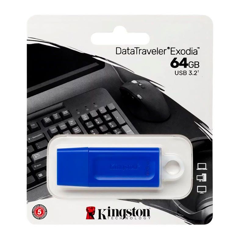Pen Drive Kingston DataTraveler Exodia, 64GB, USB 3.2, Azul, KC-U2G64-7GB