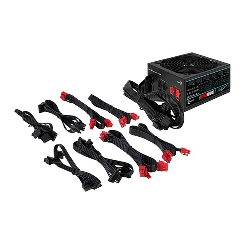 Fonte Aerocool Kcas Plus 1000GM, 1000W, Semi-Modular, 80 Plus Gold, Preto, KCAS-PLUS-1000GM
