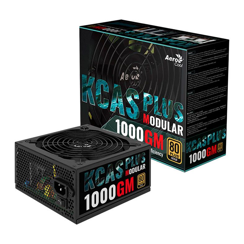 Fonte Aerocool Kcas Plus 1000GM, 1000W, Semi-Modular, 80 Plus Gold, Preto, KCAS-PLUS-1000GM