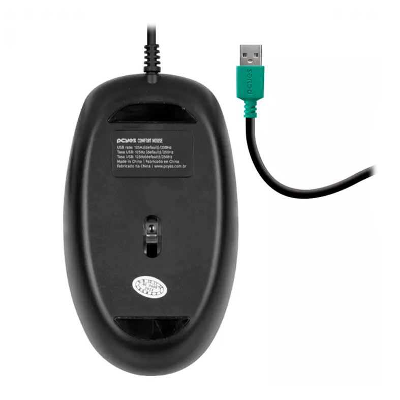 Kit Teclado e Mouse Pcyes Classic, ABNT2, 1000DPI, Preto, KCBK