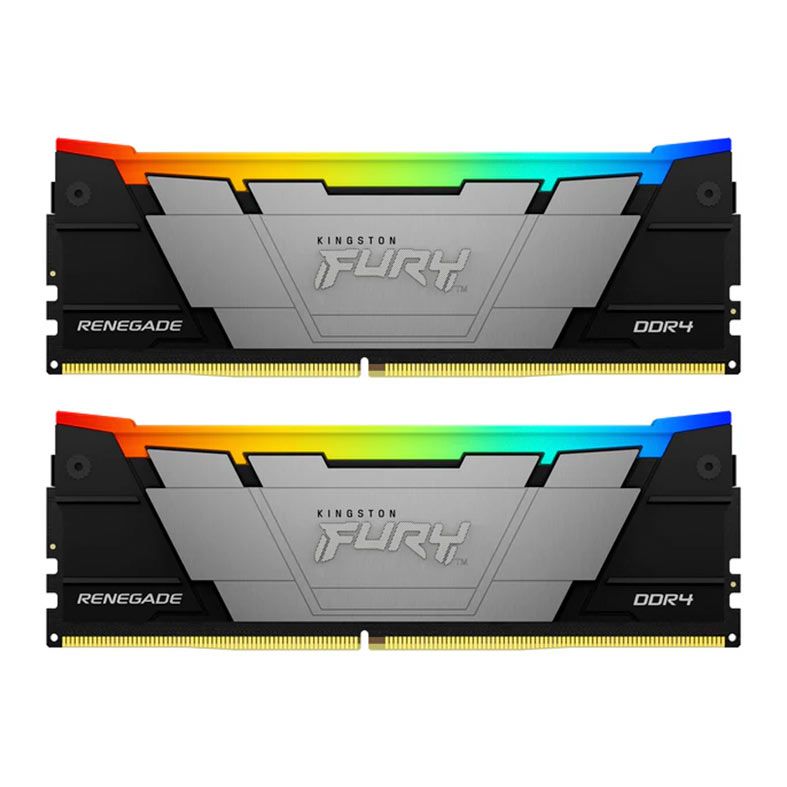 Memoria Kingston Fury Renegade, RGB, 16GB (2x8GB), DDR4, 3600MHz, C16, Preto e Cinza, KF436C16RB2AK2-16