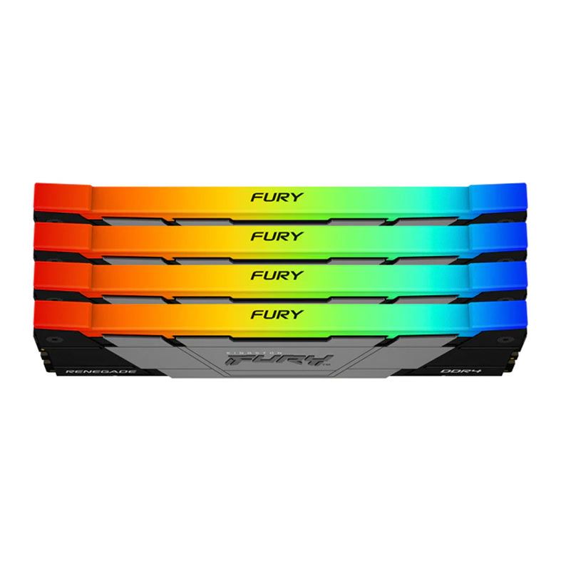 Memoria Kingston Fury Renegade, RGB, 128GB (4x32GB), DDR4, 3600MHz, C18, Prata e Preto, KF436C18RB2AK4-128