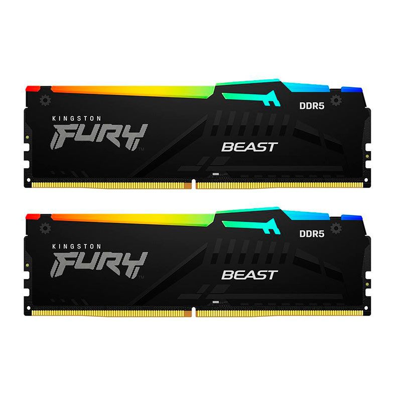 Memoria Kingston Fury Beast, RGB, 16GB (2x8GB), DDR5, 5200MHz, Preto, KF552C40BBAK2-16