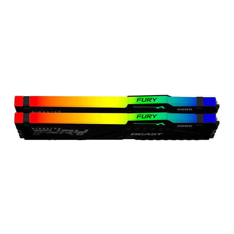Memoria Kingston Fury Beast, RGB, 16GB (2x8GB), DDR5, 5200MHz, Preto, KF552C40BBAK2-16