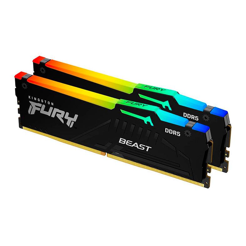 Memoria Kingston Fury Beast, RGB, 16GB (2x8GB), DDR5, 5200MHz, Preto, KF552C40BBAK2-16