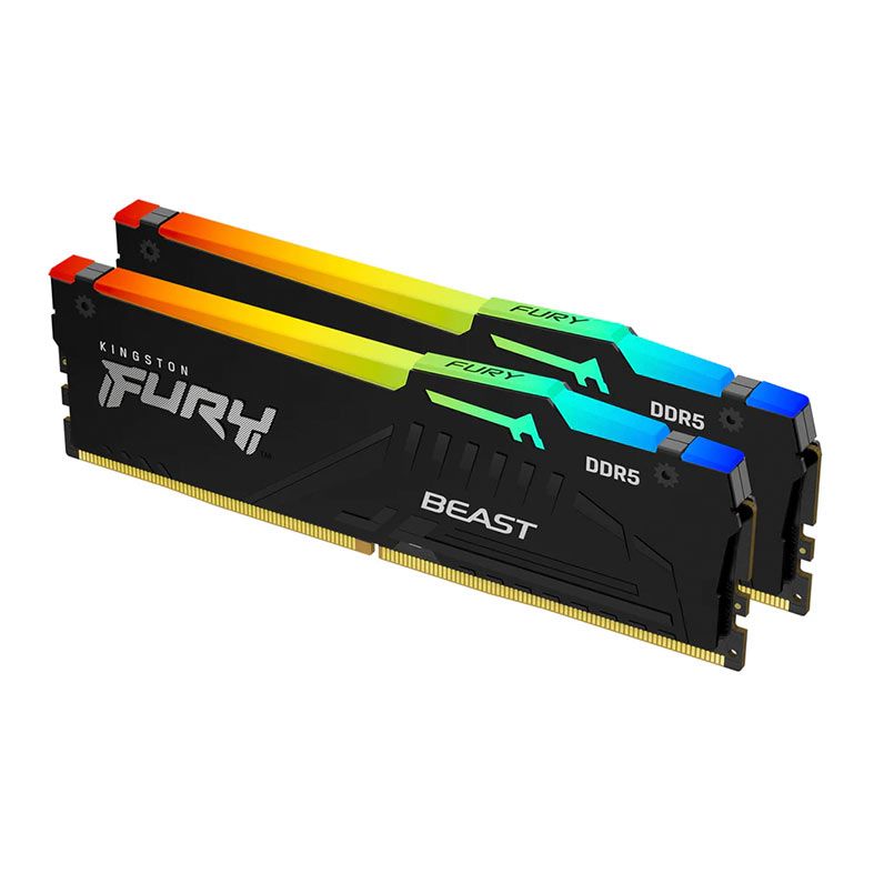 Memoria Kingston Fury Beast, RGB, 32GB (2x16GB), DDR5, 5200MHz, C40, Preto, KF552C40BBAK2-32