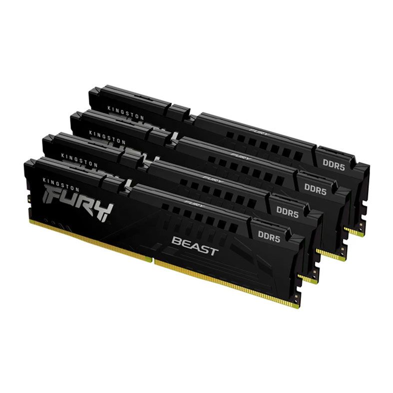 Memoria Kinsgton Fury Beast, 128GB (4x32GB), DDR5, 5200MHz, C40, Preto, KF552C40BBK4-128