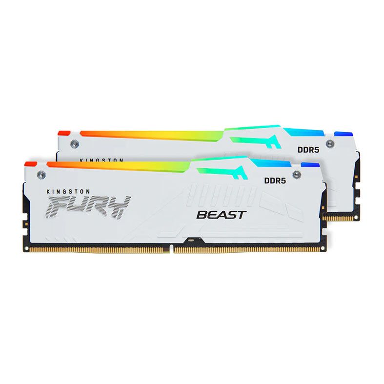 Memoria Kingston Fury Beast, RGB, 32GB (2x16GB), DDR5, 5200MHz, C40, Branco, KF552C40BWAK2-32