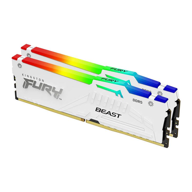 Memoria Kingston Fury Beast, RGB, 32GB (2x16GB), DDR5, 5200MHz, C40, Branco, KF552C40BWAK2-32