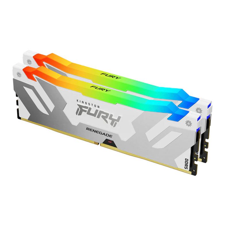 Memoria Kingston Fury Renegade, RGB, 64GB (2x32GB), DDR5, 6000MHz, C32, Branca e Prata, KF560C32RWAK2-64
