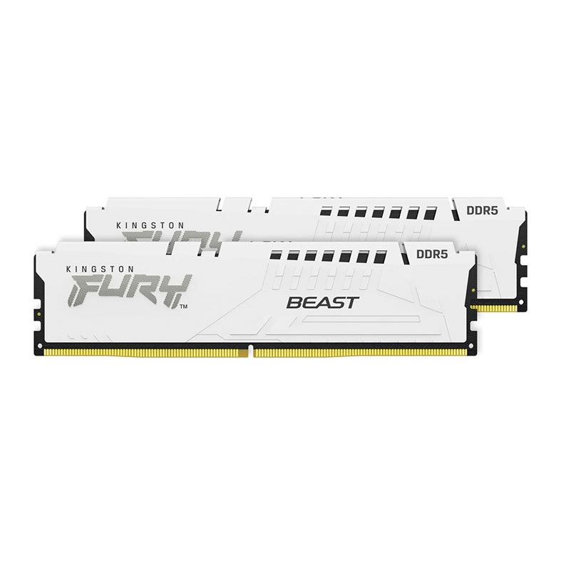 Memoria Kingston Fury Beast, 64GB (2x32GB), DDR5, 6400MHz, C32, Branco, KF564C32BWEK2-64