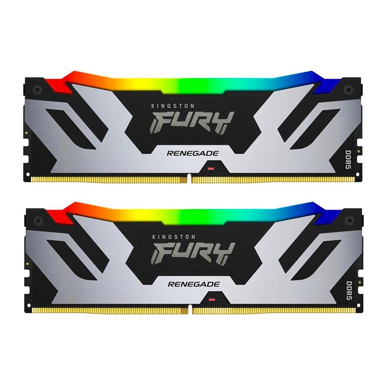 Memoria Kingston Fury Renegade, RGB, 32GB (2x16GB), DDR5, 6400MHz, C32, Preta e Prata, KF564C32RSAK2-32