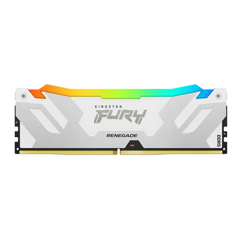 Memoria Kingston Fury Renegade, RGB, 16GB (1x16GB), DDR5, 6400MHz, C32, Branca e Prata, KF564C32RWA-16