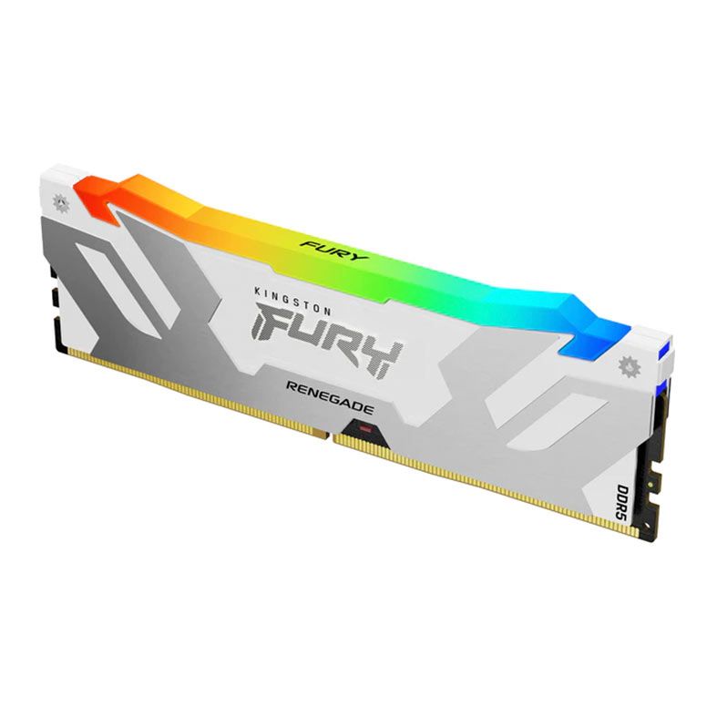 Memoria Kingston Fury Renegade, RGB, 16GB (1x16GB), DDR5, 6400MHz, C32, Branca e Prata, KF564C32RWA-16