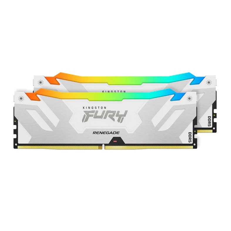 Memoria Kingston Fury Renegade, RGB, 32GB (2x16GB), DDR5, 6400MHz, C32, Branca e Prata, KF564C32RWAK2-32
