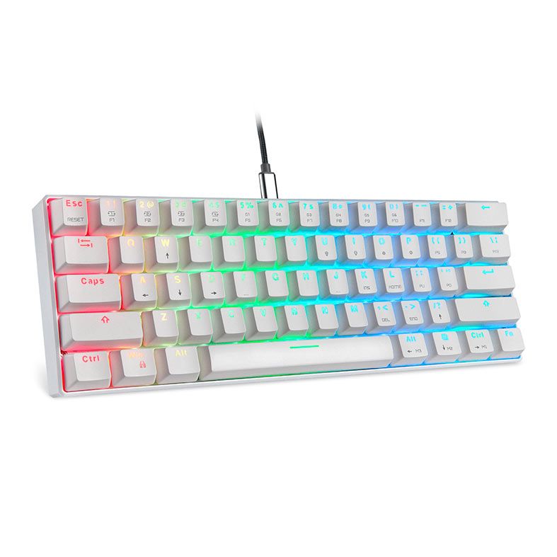 Teclado Mecanico Motospeed CK61, RGB, Switch Azul, Branco, KG-CK61-WH-BL-ABNT2