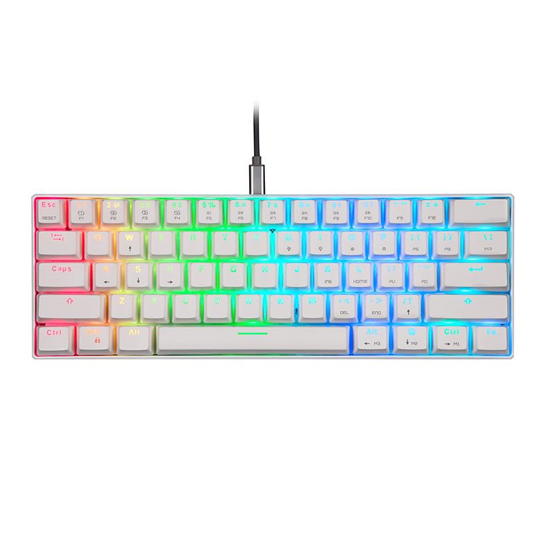 Teclado Mecanico Motospeed CK61, RGB, Switch Azul, Branco, KG-CK61-WH-BL-ABNT2