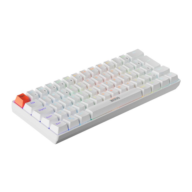 Teclado Mecanico Marvo Saber 61, RGB, ABNT2, Switch Vermelho, Branco, KG933G-WH