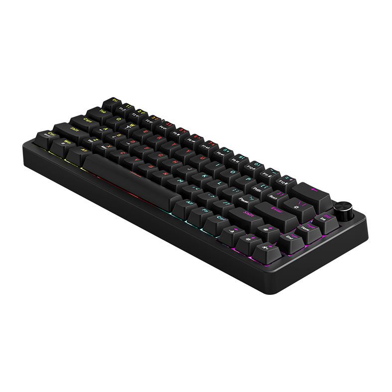 Teclado Mecanico Marvo Arma 67, Rainbow, Switch TNT Peach Linear, Preto, KG935