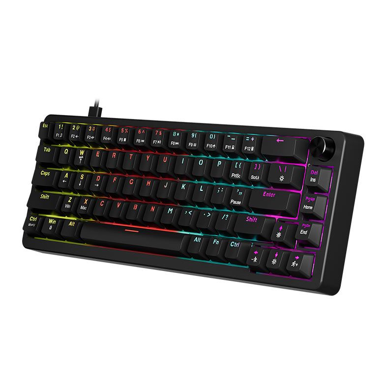 Teclado Mecanico Marvo Arma 67, Rainbow, Switch TNT Peach Linear, Preto, KG935