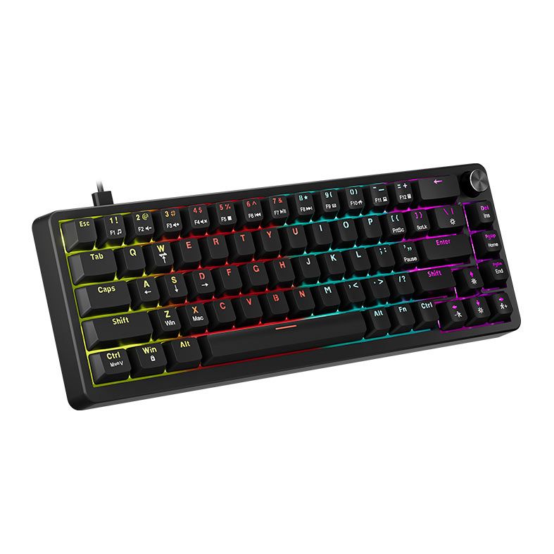 Teclado Mecanico Marvo Arma 67, Rainbow, Switch TNT Peach Linear, Preto, KG935