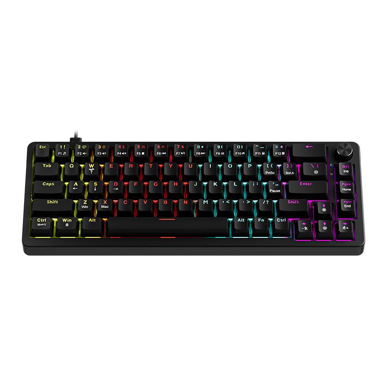 Teclado Mecanico Marvo Arma 67, Rainbow, Switch TNT Peach Linear, Preto, KG935